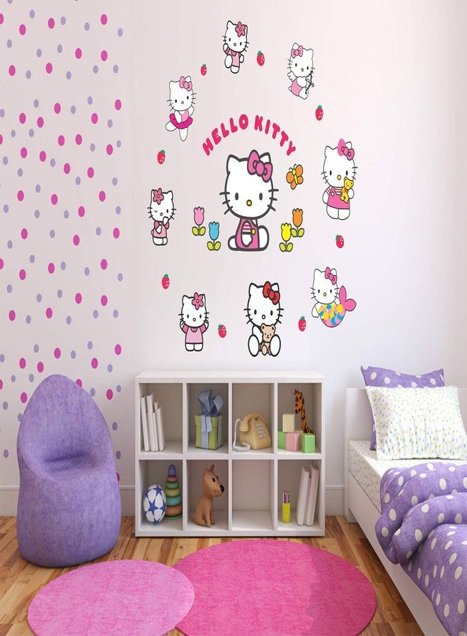 Wallzone ملصق حائط من الفينيل مطبوع عليه صورة هيلو كيتي من Wallzone لغرفة الأطفال/غرفة النوم/غرفة الطعام | ملصق حائط لتزيين المنزل (متوسط، 70 سم × 70 سم) - Image 1